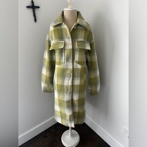 Apparis Graham Green & White Plaid Fall Coat